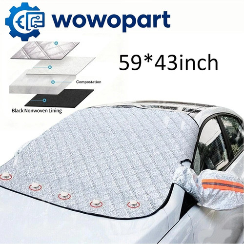 Car windshield snow cover sun - snow,